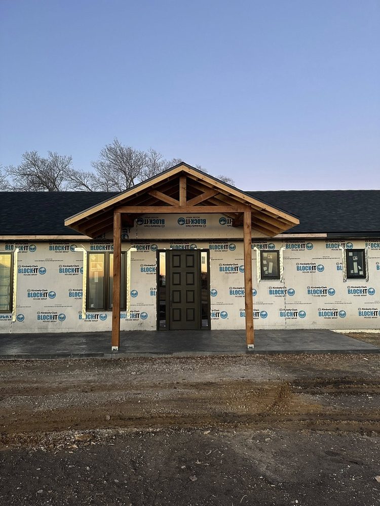 Timber-frame porch entry detail